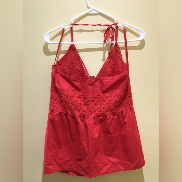 H&M 90’s Red Halter Lace Blouse - Picture 3 of 5